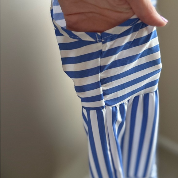 SHEIN Blue and White Striped Tiered Sleeveless Dress, Size Large - Picture 4 of 9